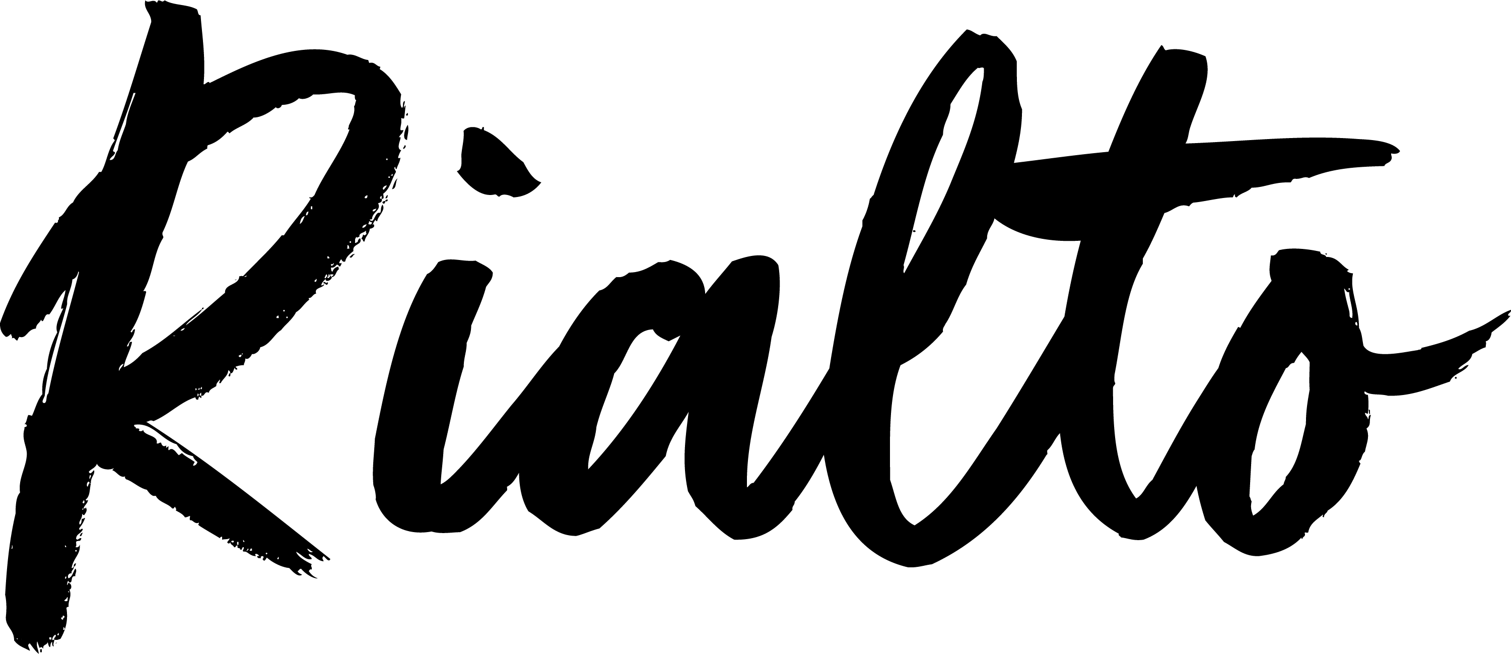 The image features the word "Rialto" written in a cursive, black font.